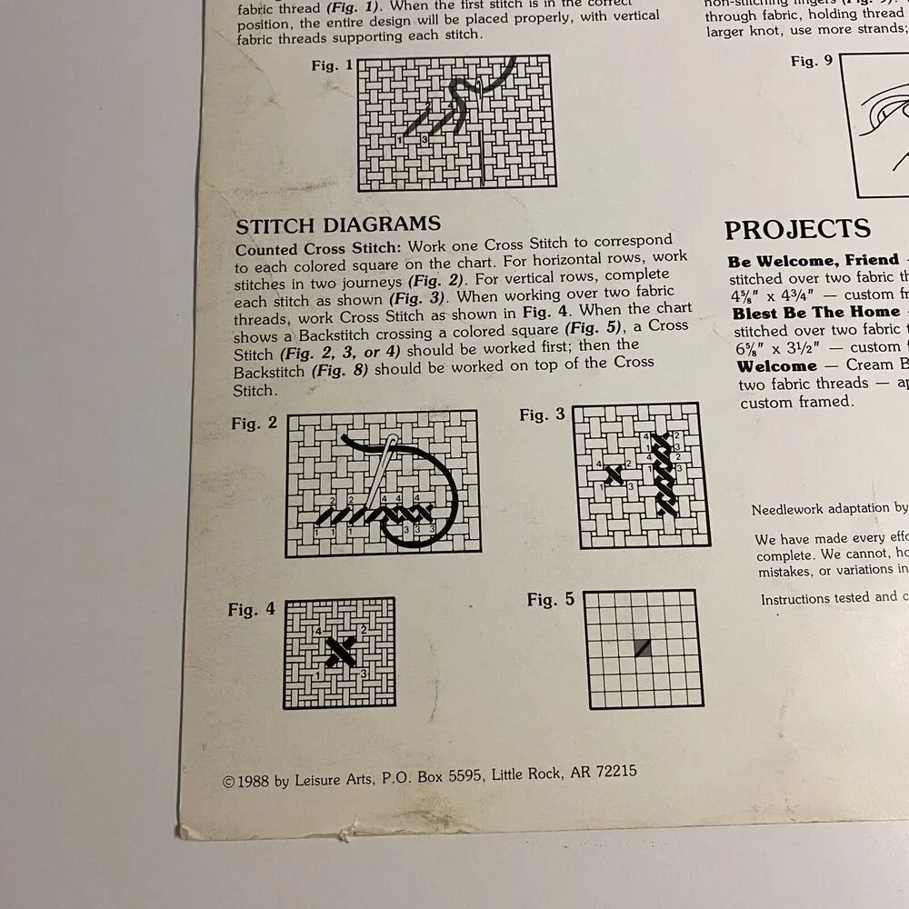 VTG 1988 Leisure Arts Be Welcome Friend Leaflet 645 Counted Cross Stitch Chart